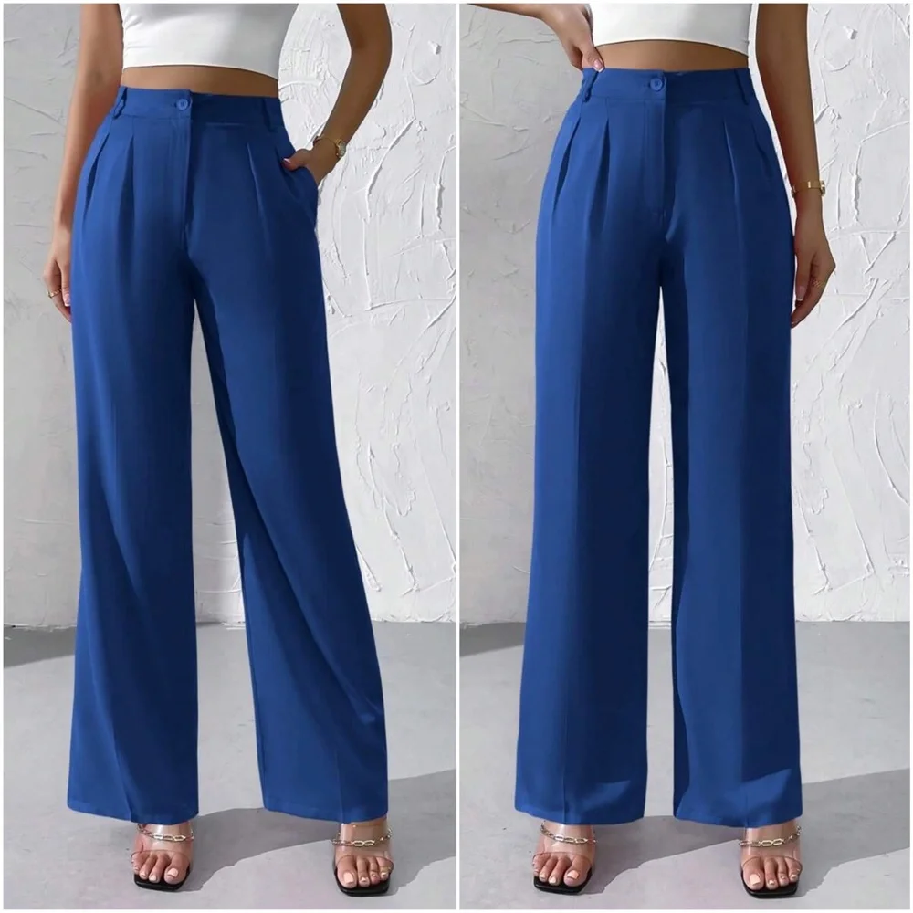 Solid High Waist Wide leg Minimalist Pants - Picture 8 of 8